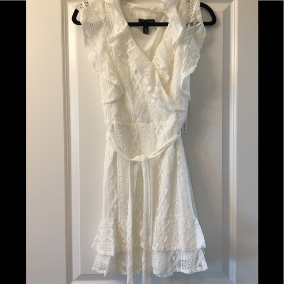 Aqua White Ruffled Mini-Dress - Picture 3 of 6